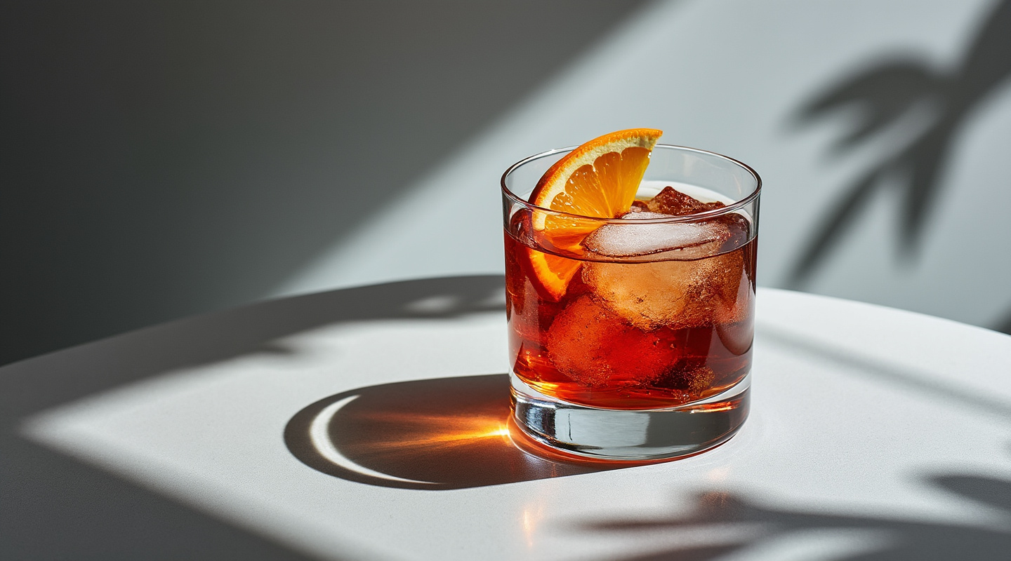 Winterised Negroni in a Nick & Nora glass