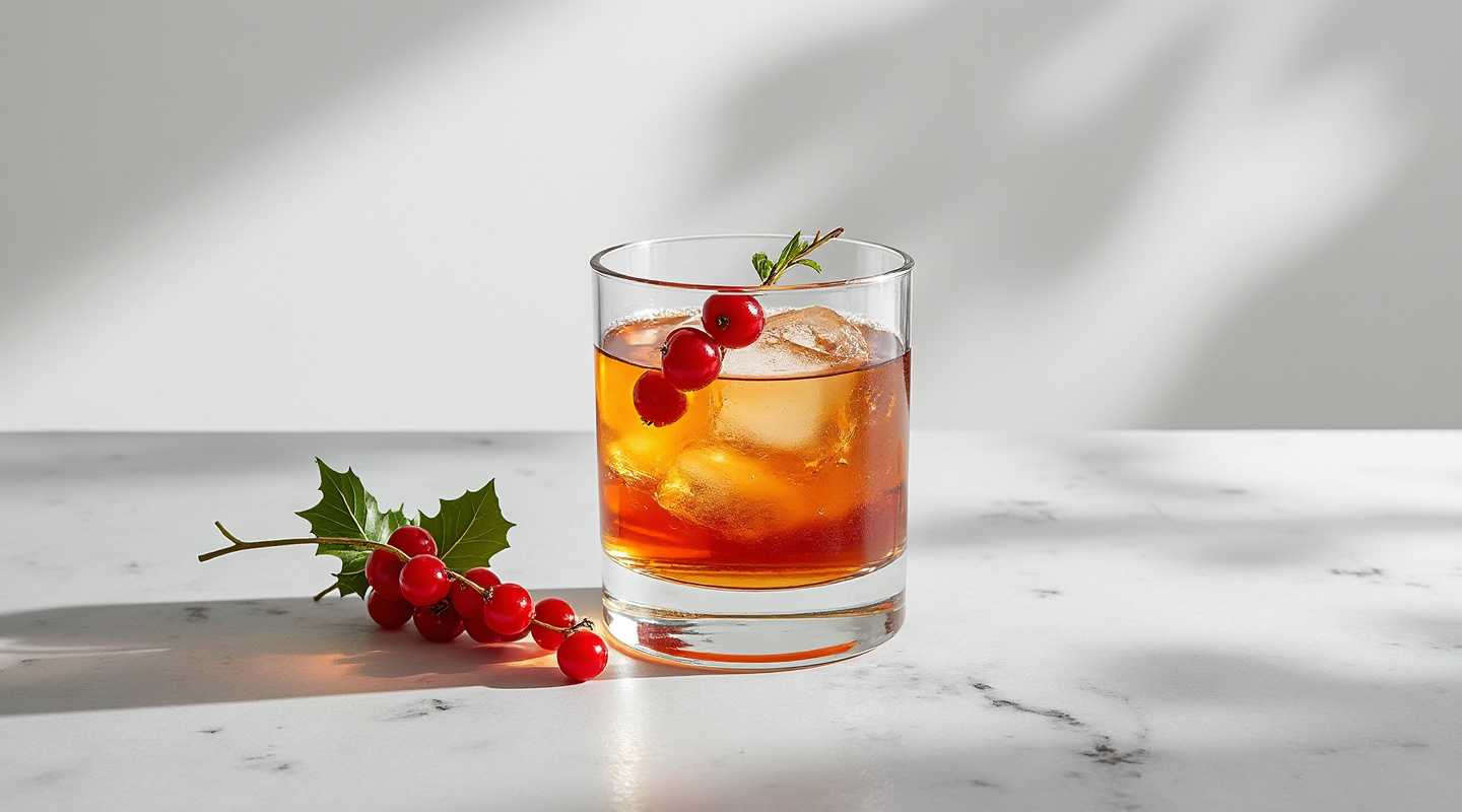 Festive Christmas cocktail with Cognac and sherry