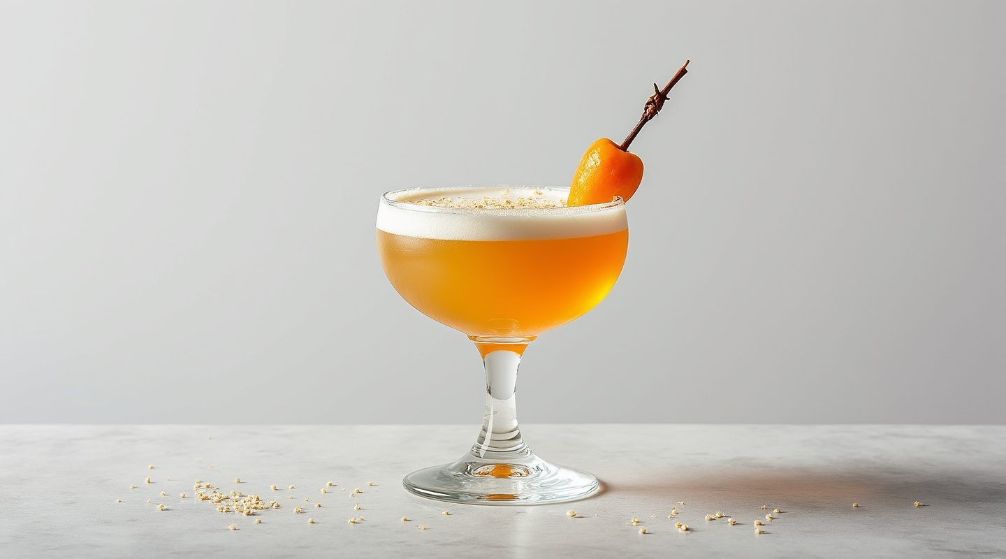 A Private Island cocktail served in a coupe glass with a dusting of nutmeg.