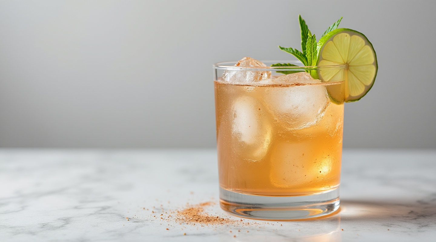 A beautifully garnished Baby Turtle cocktail with a dusting of cinnamon.