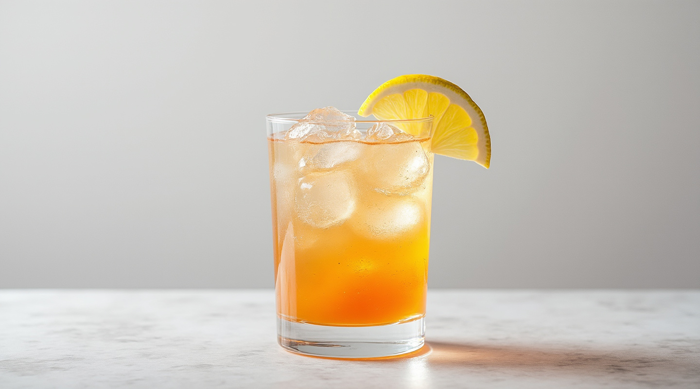 An Apricot Fizz cocktail served in a Collins glass