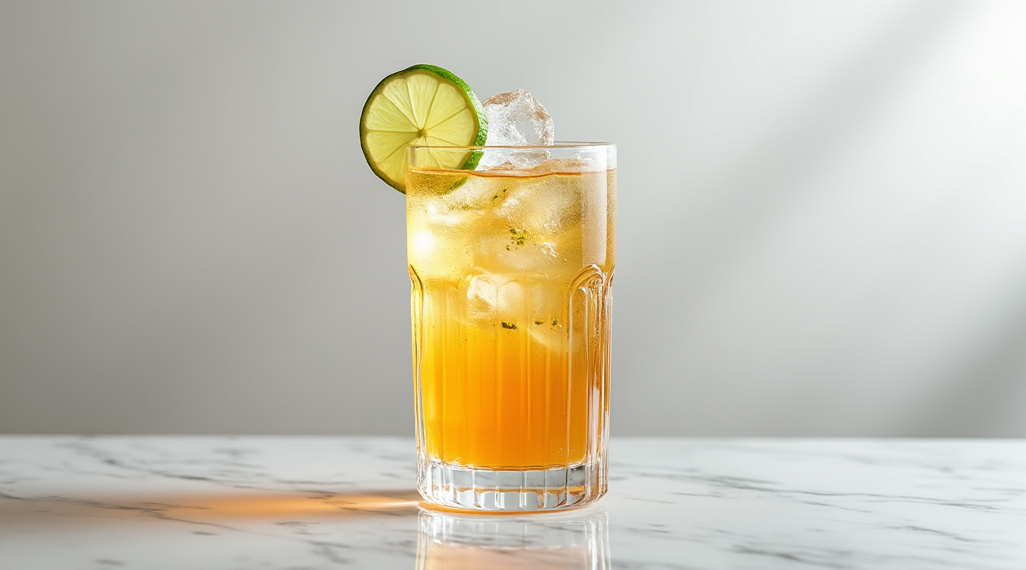 Beverly Hills Iced Tea in a glass with lime garnish