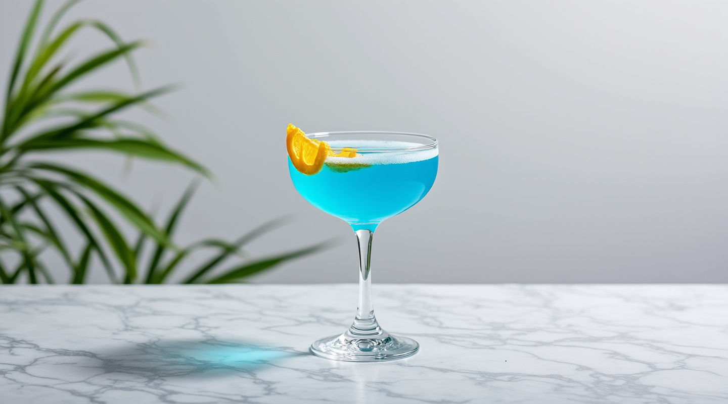 Blue Lady Cocktail in a Coupe Glass