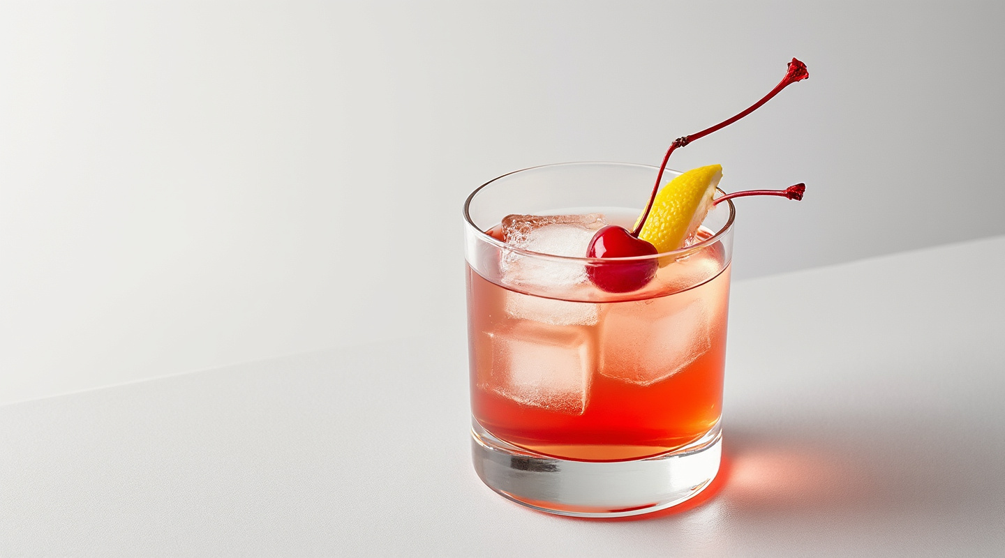 Cherry Mash Sour cocktail with a garnish