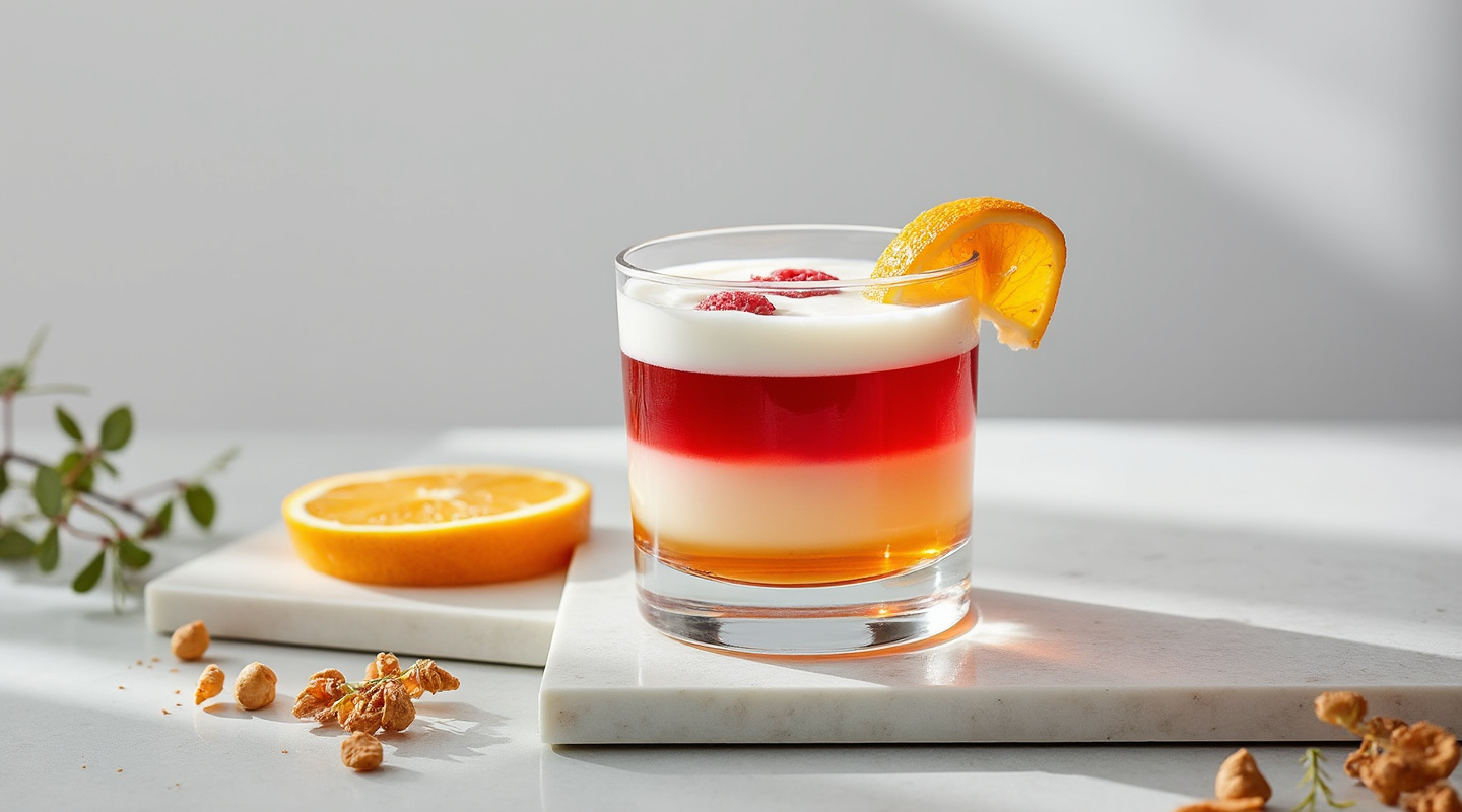 Jam Roll layered shot in a chilled glass