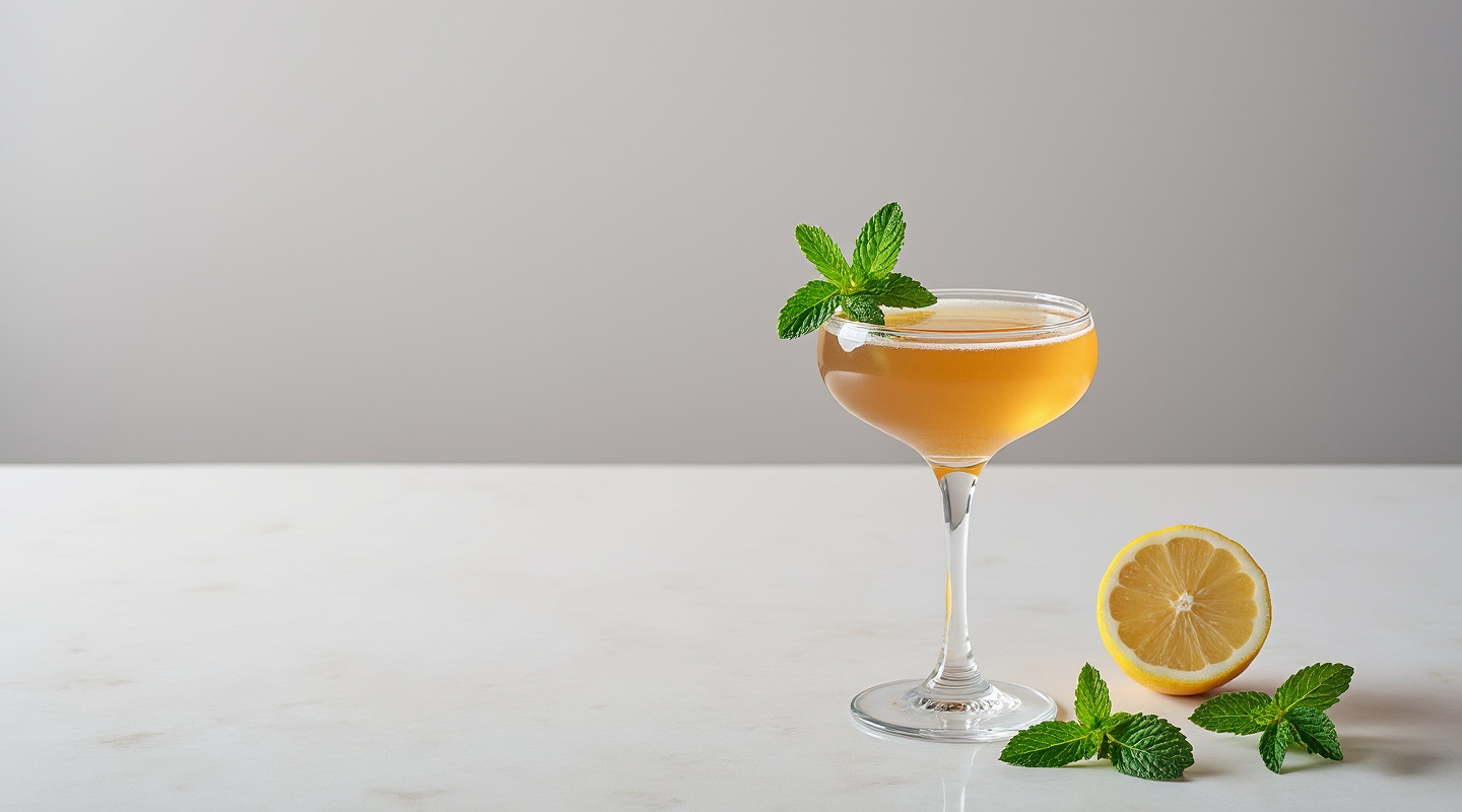 A refreshing Julep Martini with a sprig of fresh mint in a martini glass