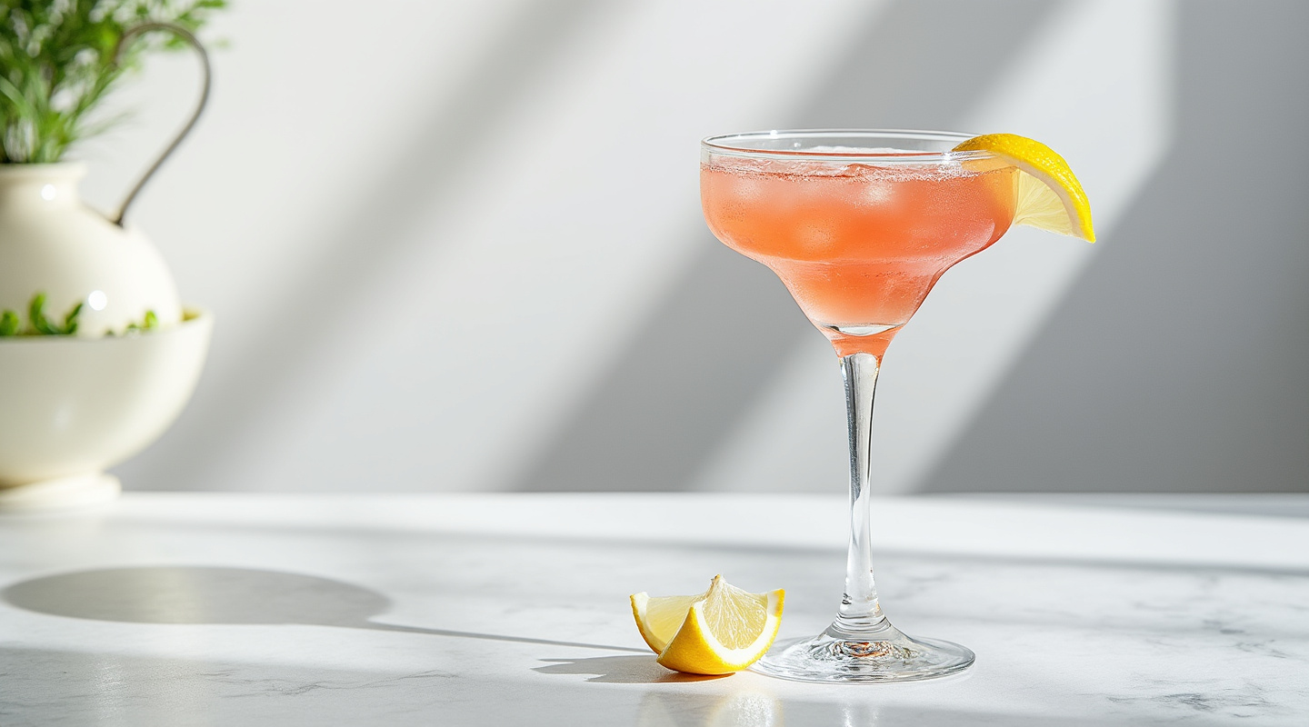 A refreshing LCB Cocktail in a chilled martini glass