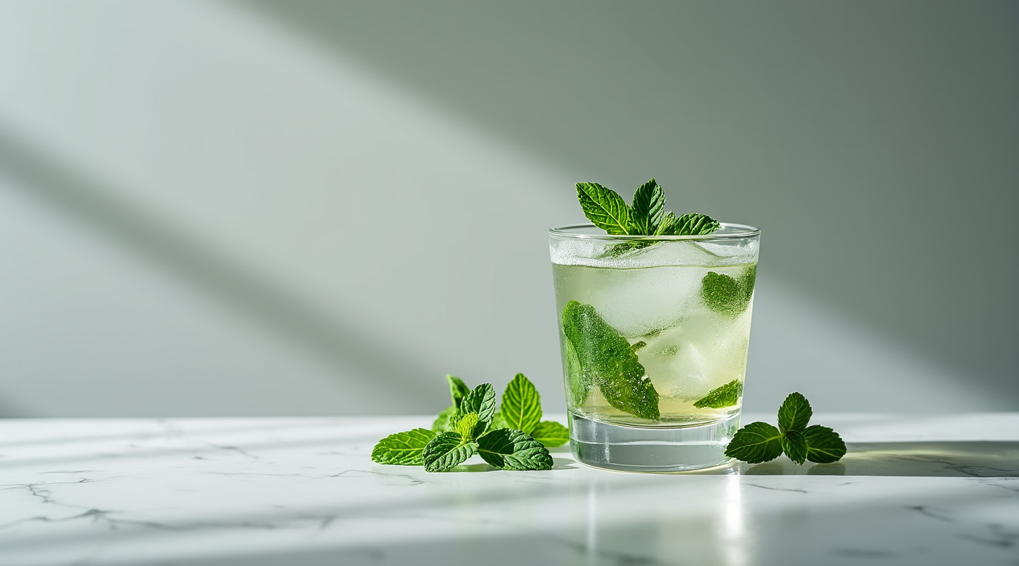 A traditional Mint Julep served in a Julep tin with mint leaves and crushed ice.