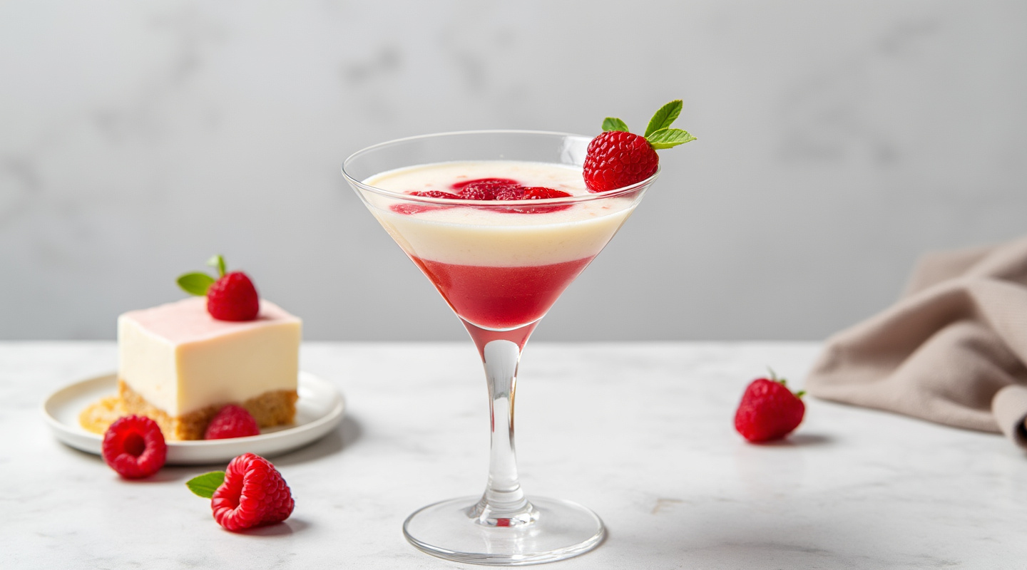 Upside-Down Raspberry Cheesecake cocktail image