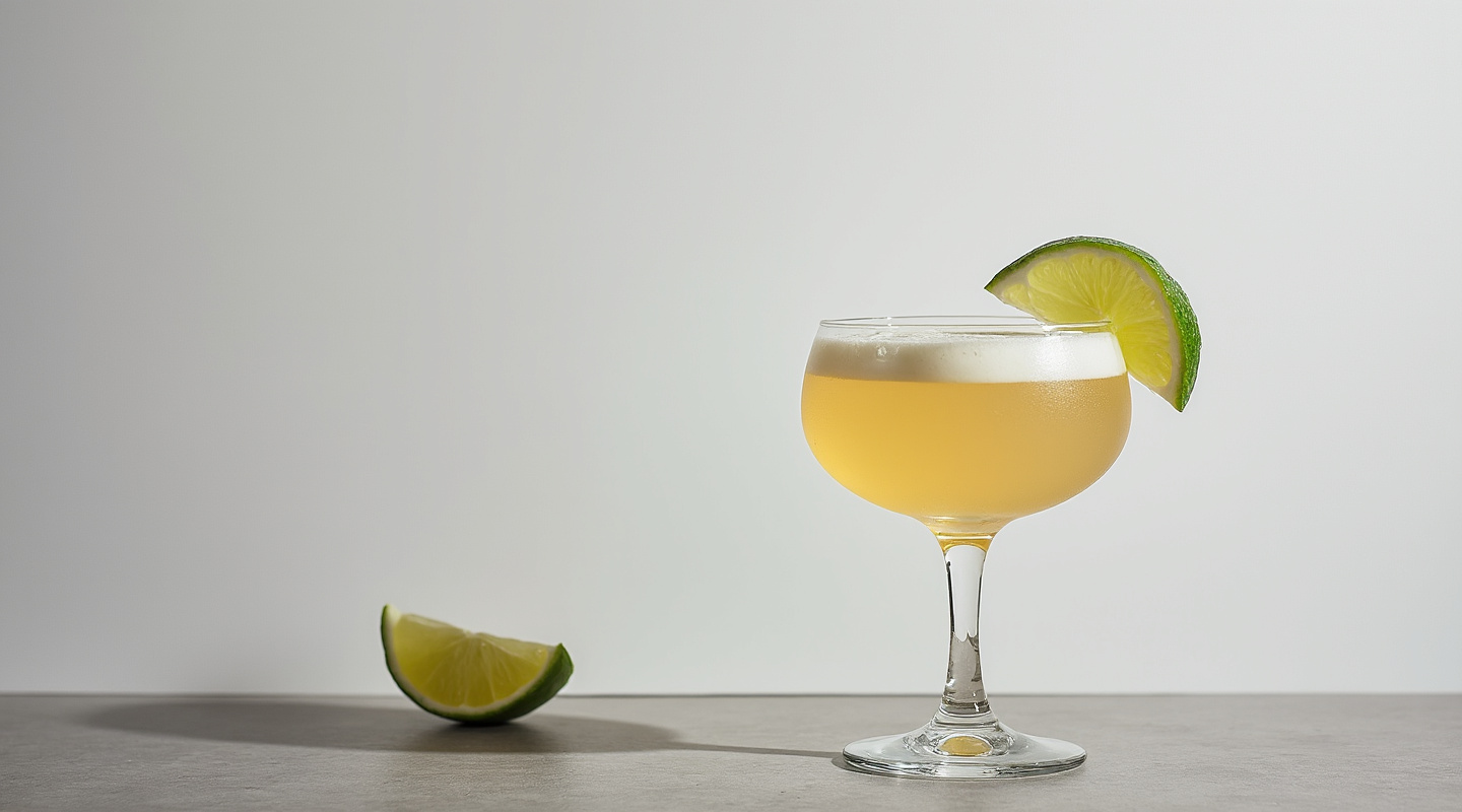 Daiquiri No. 2 cocktail served in a chilled coupe glass, garnished with a lime wedge