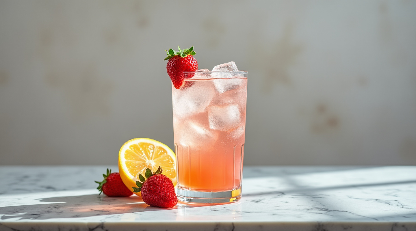 Strawberry Blonde cocktail served in a Collins glass