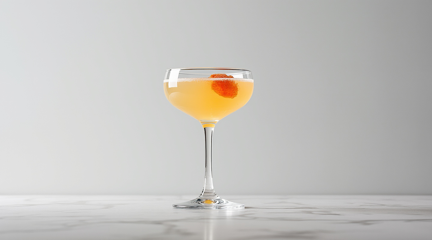 Cloysters cocktail in a Coupe glass with a grapefruit zest garnish