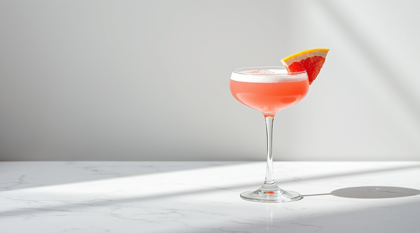 A chilled Ruby Daiquiri served in a Coupe glass.