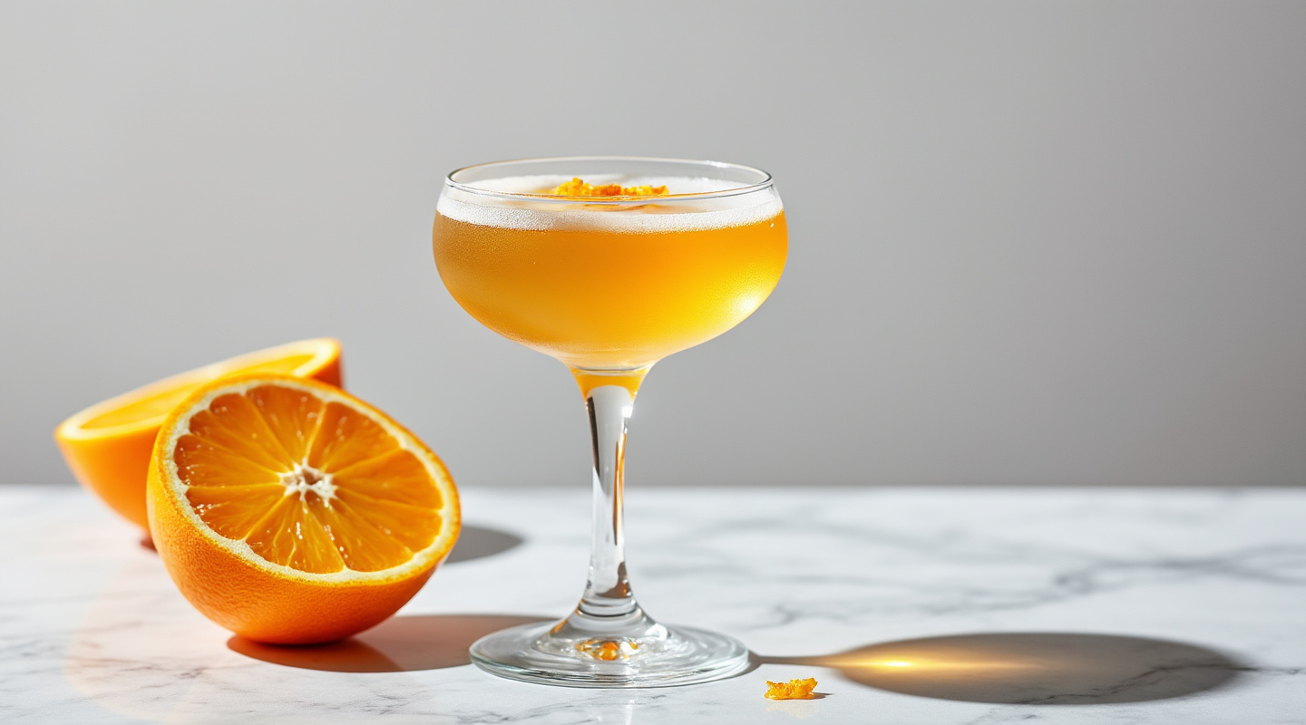Netherland Cocktail served in a coupe glass with a twist of orange zest