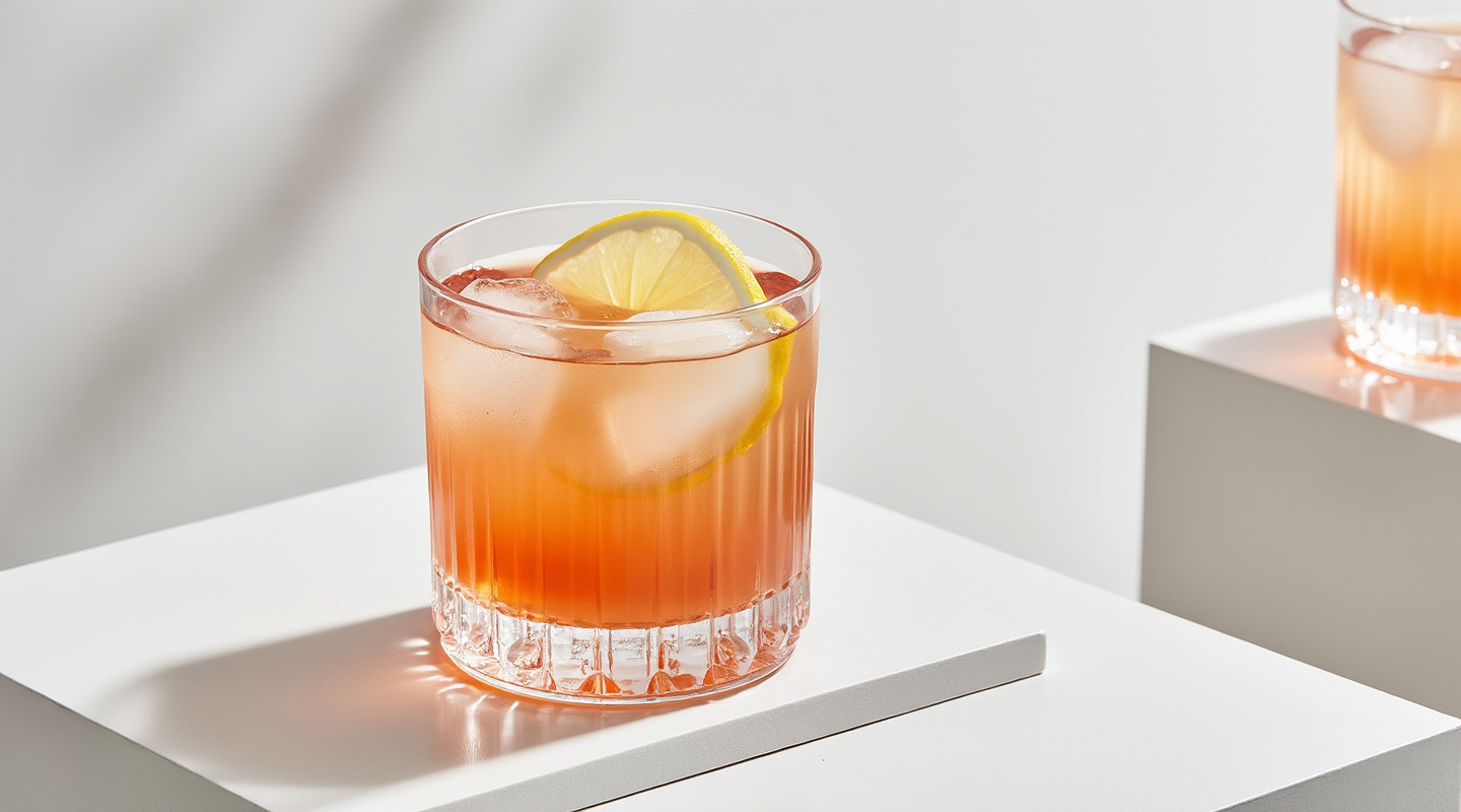 Chill Bill cocktail in a goblet with a lemon slice garnish