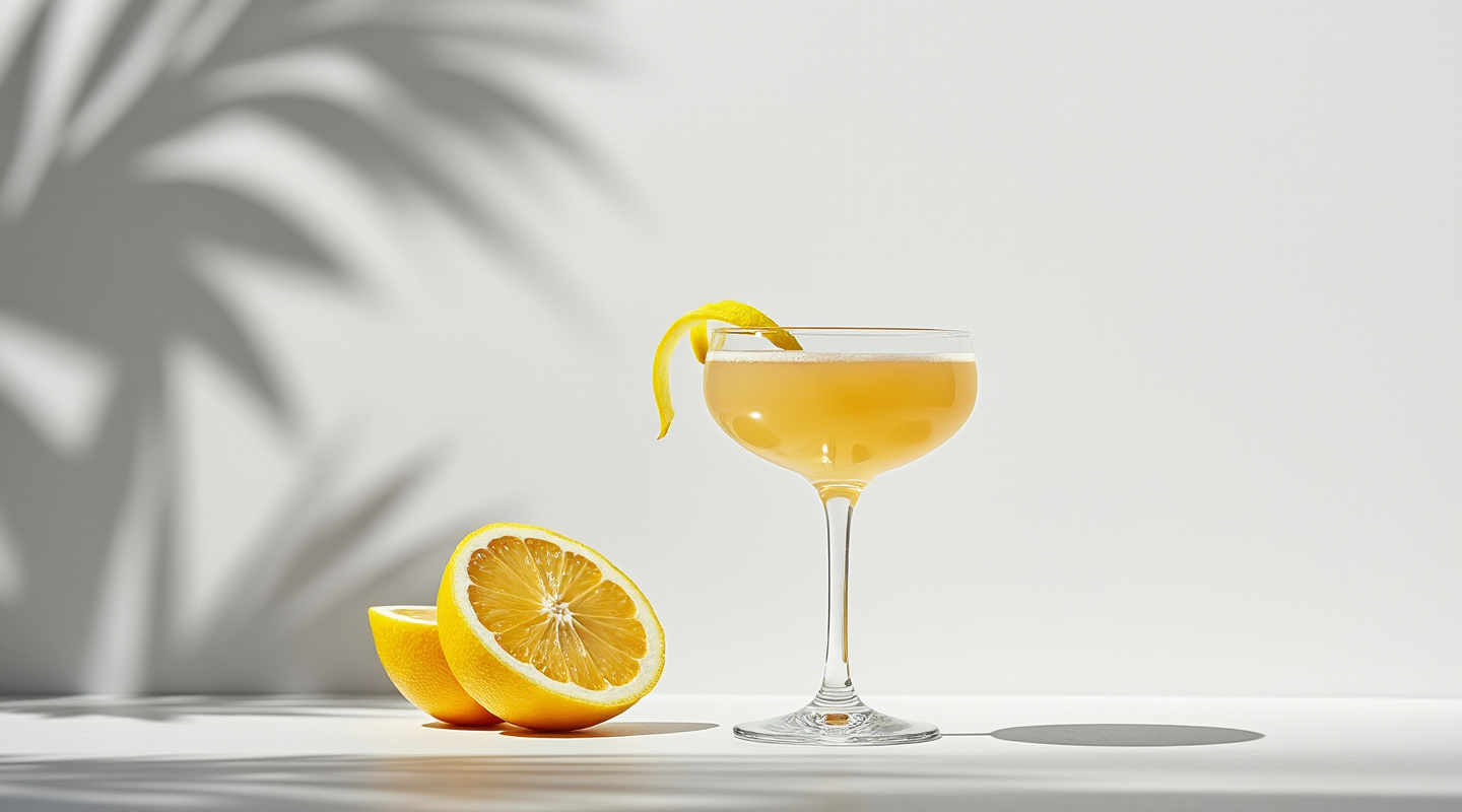 The Symphony cocktail served in a coupe glass