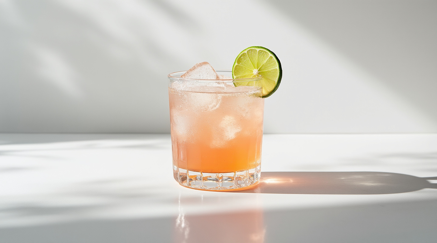 A Dynasty Margarita garnished with lime zest twist in an Old-fashioned glass