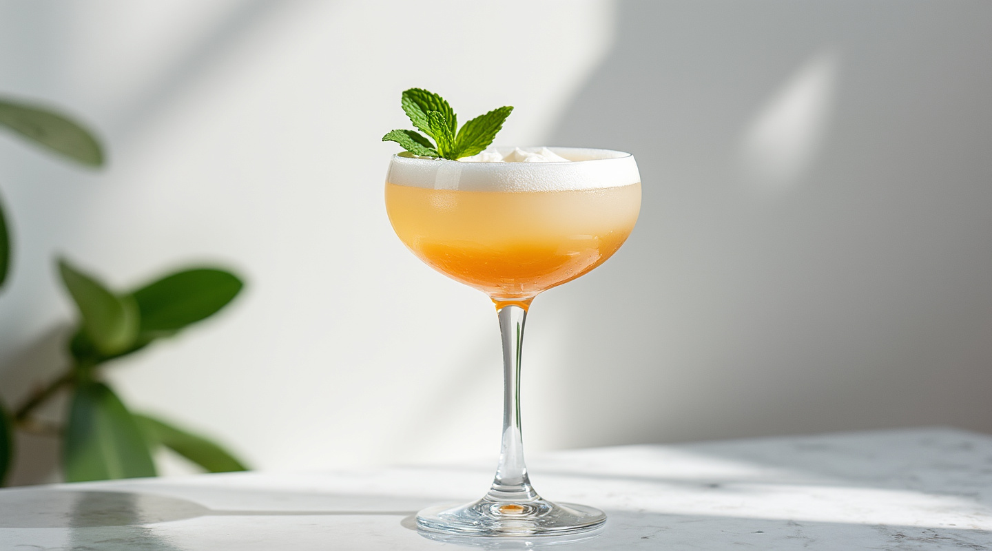 A Photon cocktail served in a coupe glass