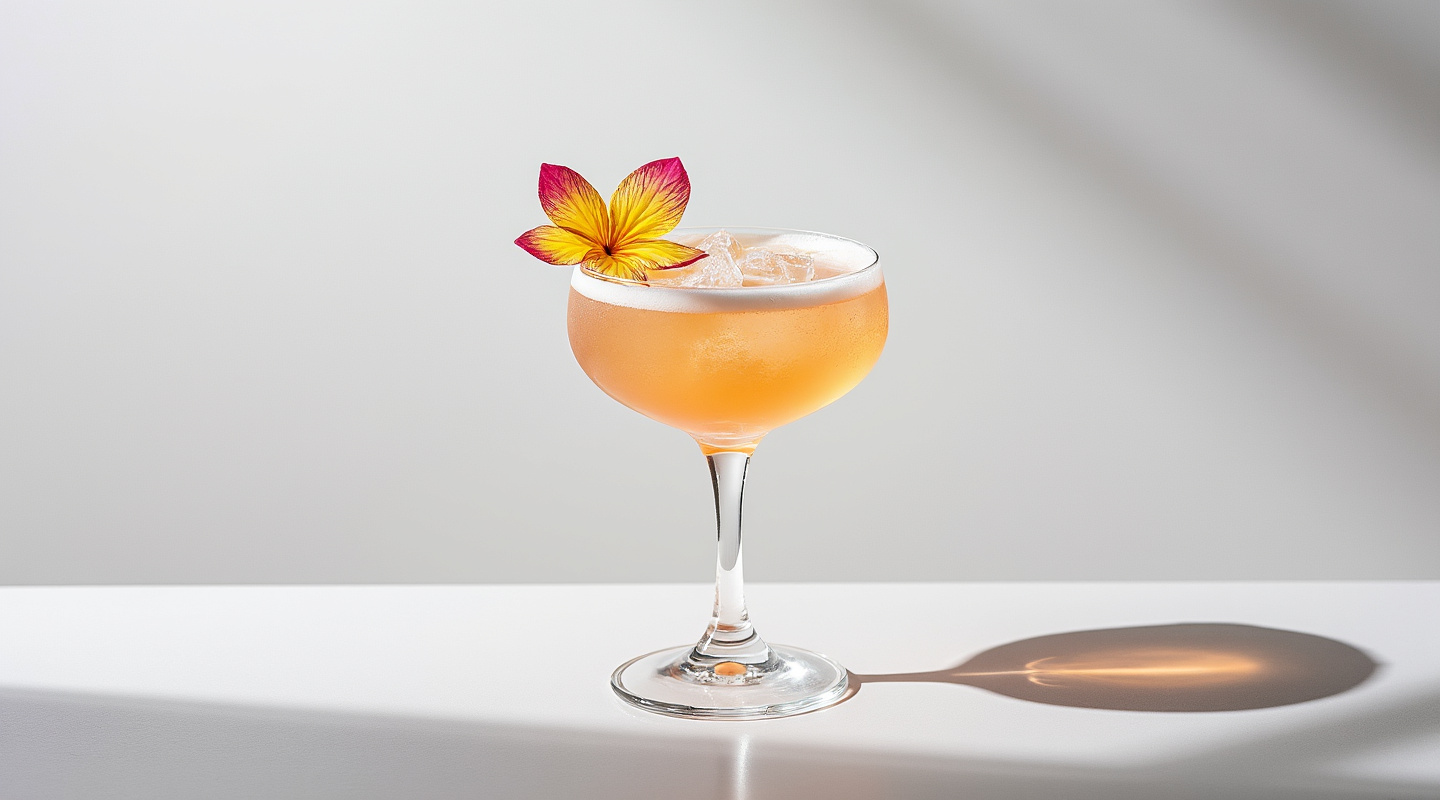 Flor de Luna cocktail in a coupe glass