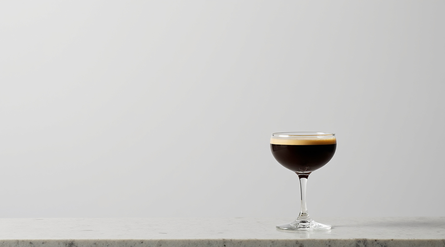 Black Espresso Cocktail in a Coupe glass