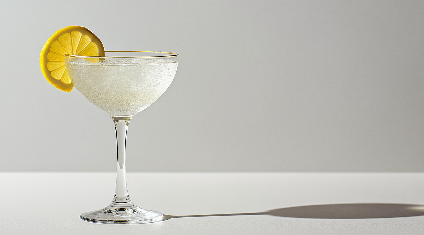 Gin Fixed cocktail served in a Martini glass with a lemon garnish