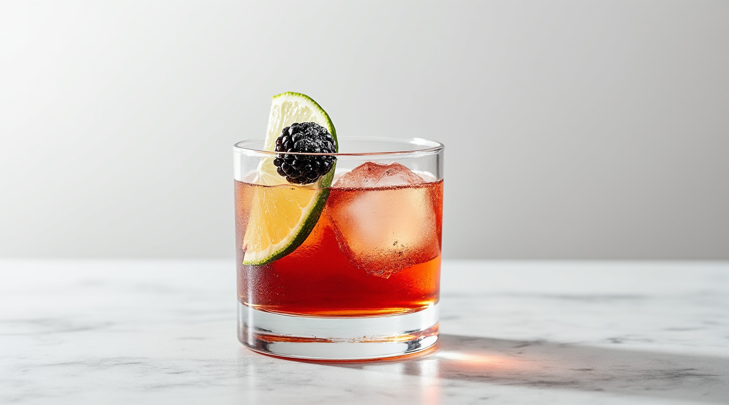 H.S.L. Special cocktail with blackberry garnish