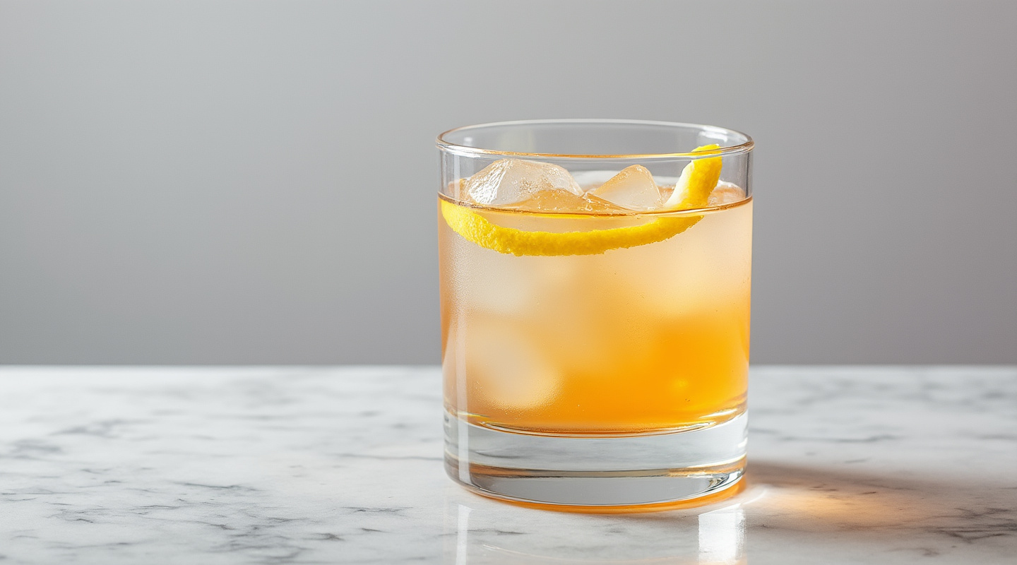 P & G cocktail in a Nick & Nora glass
