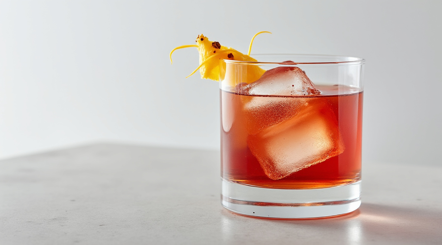 Pineapple Kingston Negroni in a ZigZag Old-Fashioned Glass