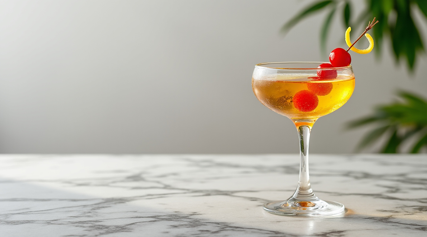 Golden Phone cocktail served in a Nick & Nora glass