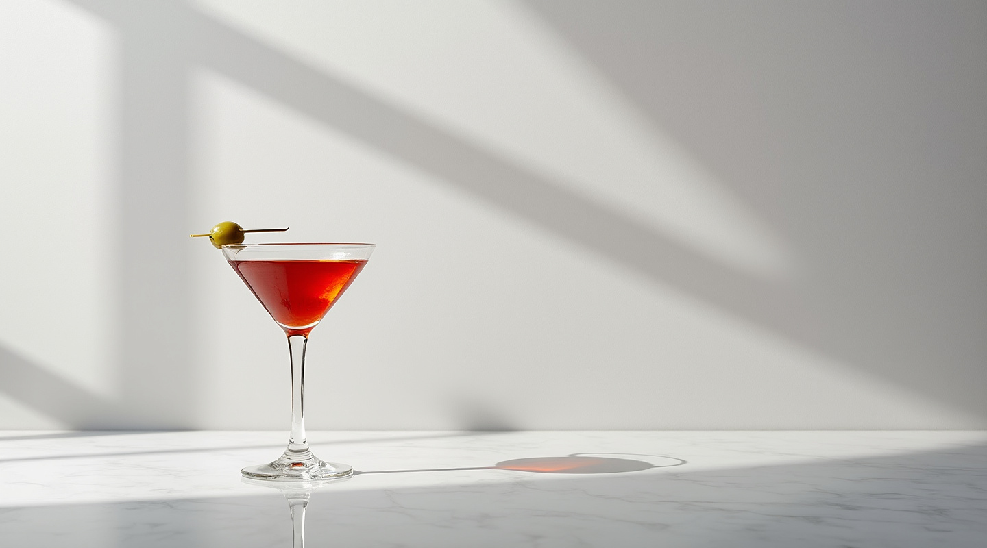 Obituario cocktail served in a martini glass.