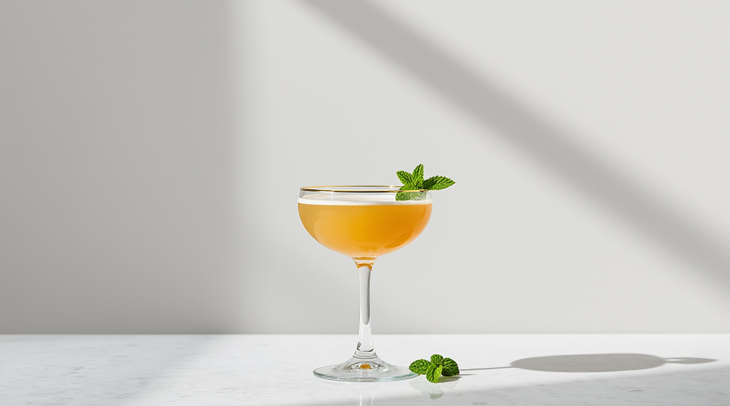 Old Dog, New Tricks cocktail served in a chilled coupe glass