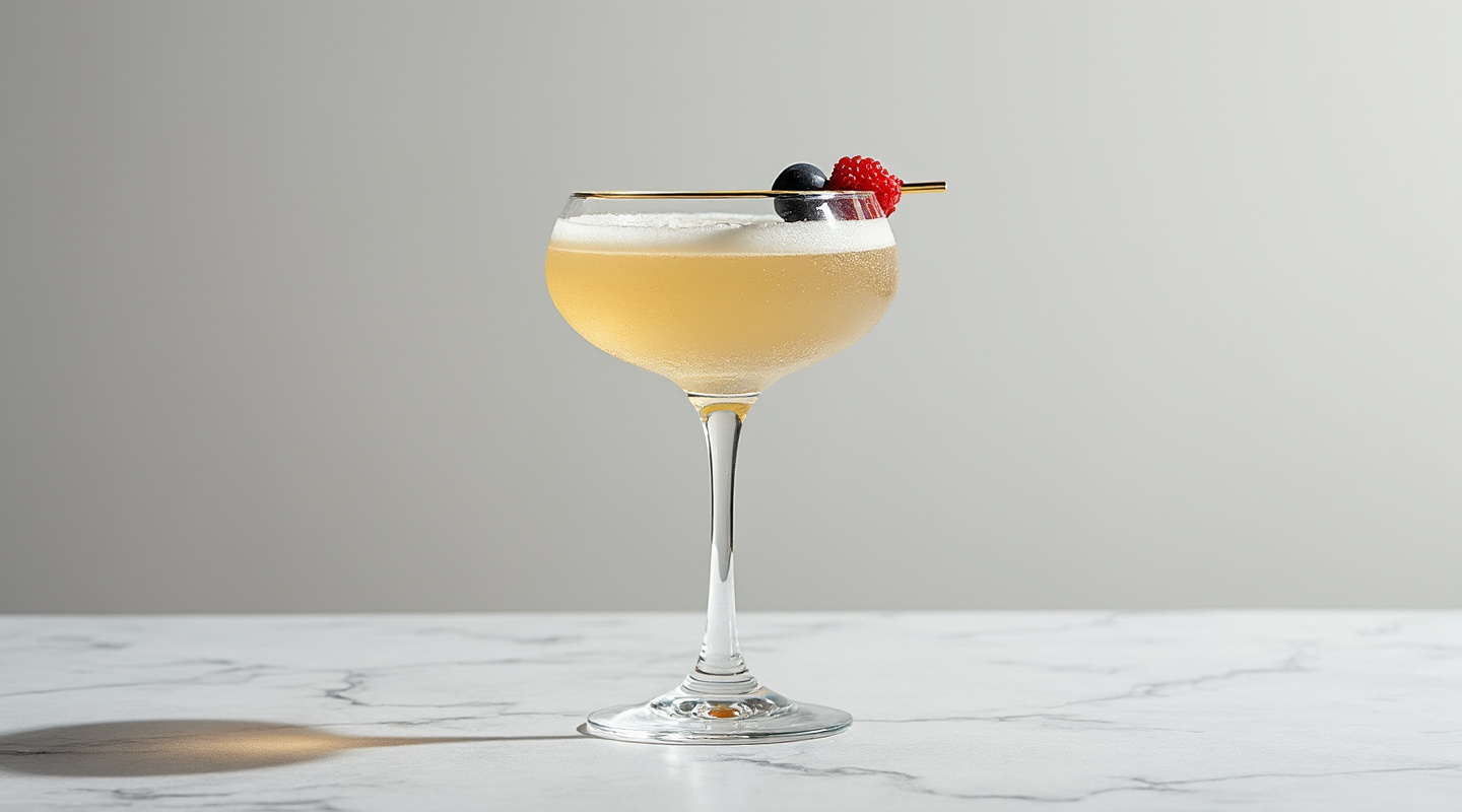 Guillotine cocktail served in a Champagne flute