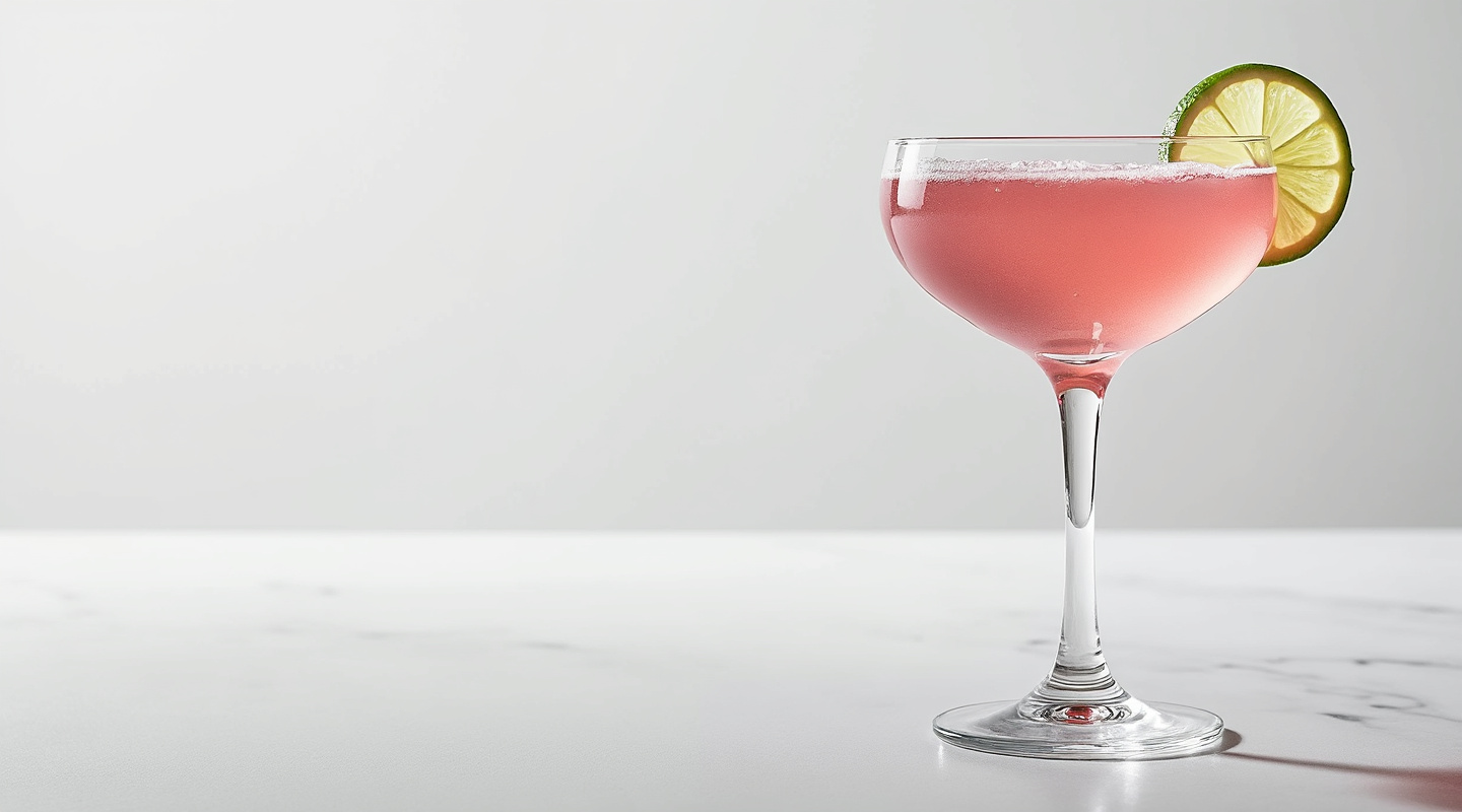 A floral and citrusy cocktail with a touch of sweetness, served in a coupe glass.