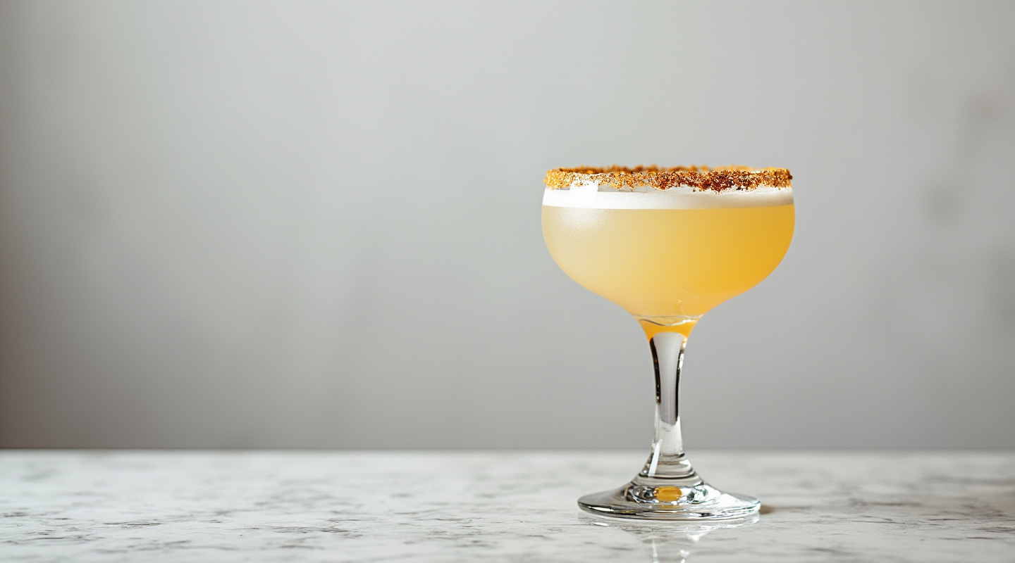 A Monkey Shine cocktail served in a coupe glass with a fine presentation.