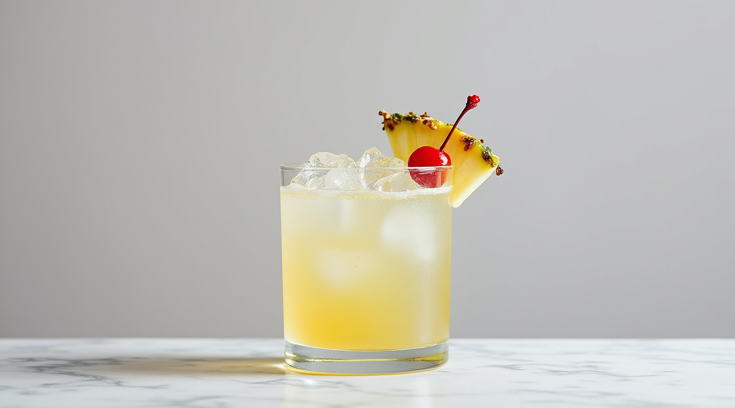 Chartreuse Swizzle in a glass with garnish