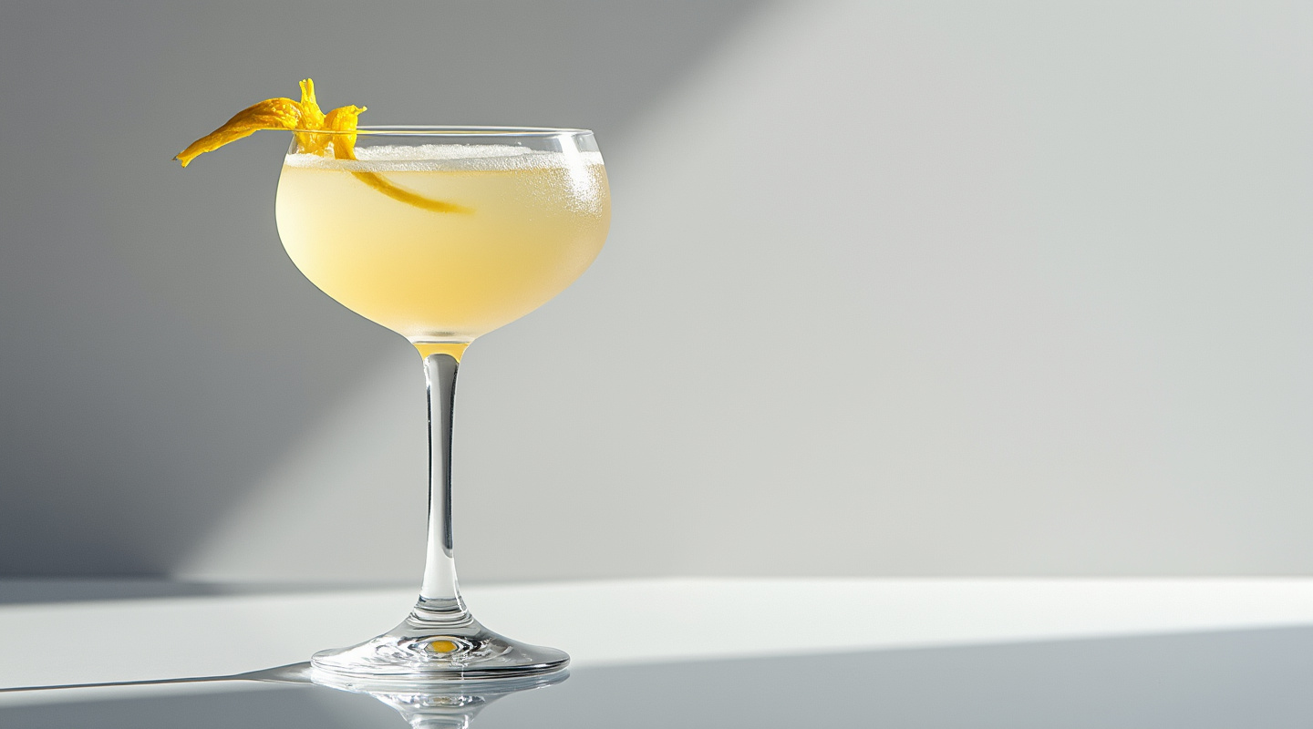 La Dolce Vita cocktail served with a lemon zest twist