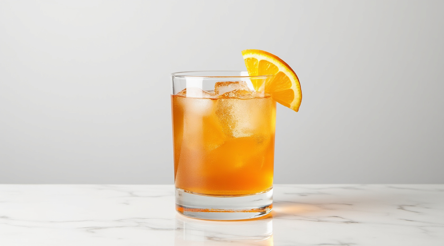 Gentleman's Agreement cocktail served in a Collins glass with an orange zest twist garnish