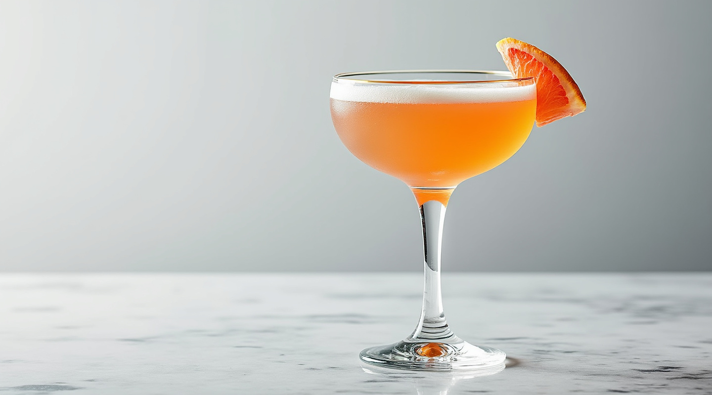 Last Call cocktail in a glass with grapefruit zest twist