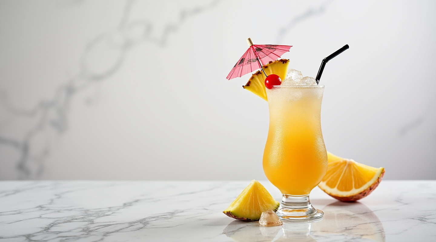 Caribbean Colada in a Hurricane glass