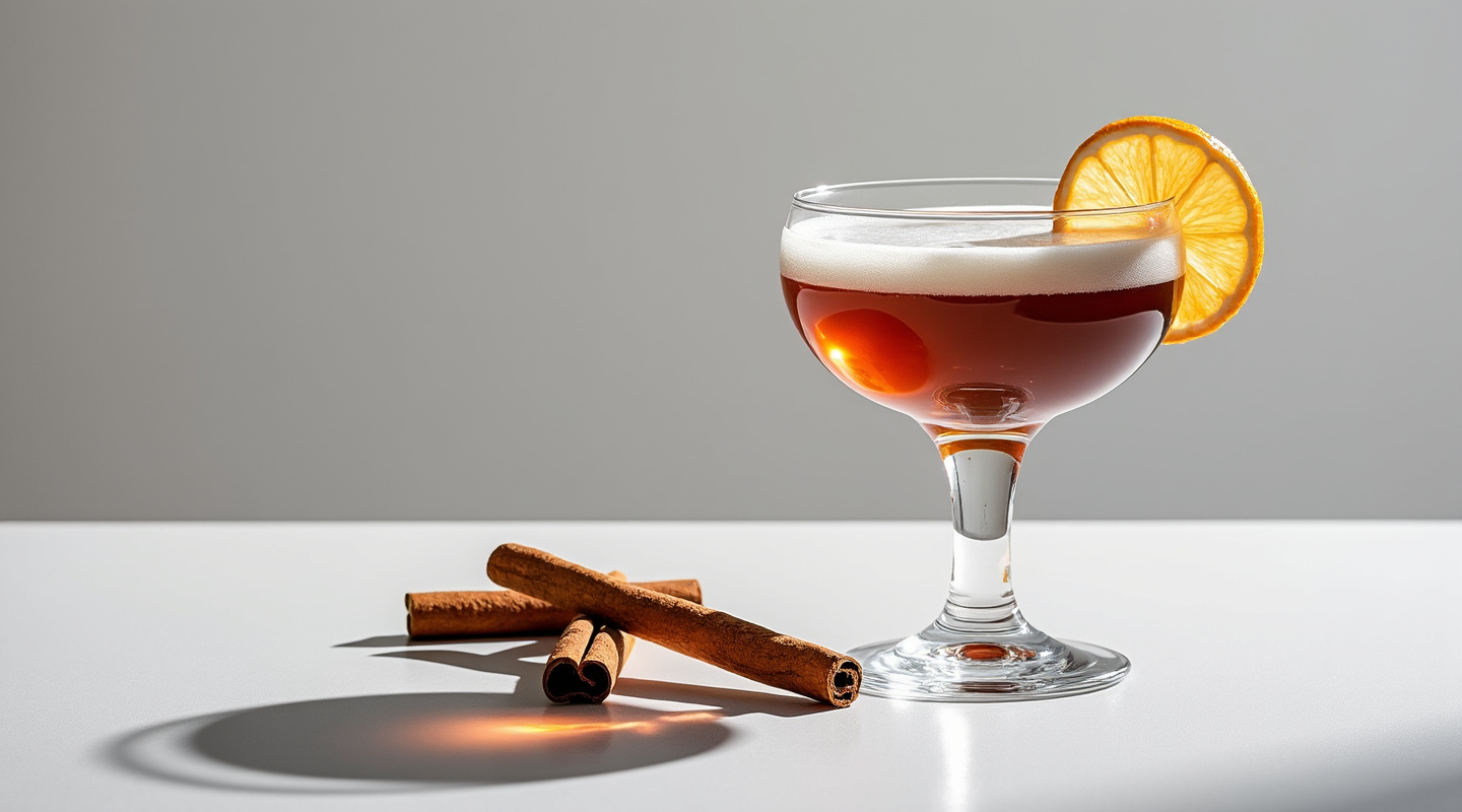 Smoky Mizu cocktail in a Copita sherry glass with a smoke garnish