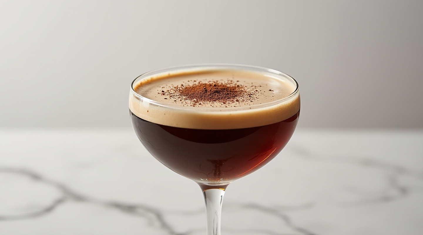 Spanish Coffee garnished with cocoa or cinnamon powder