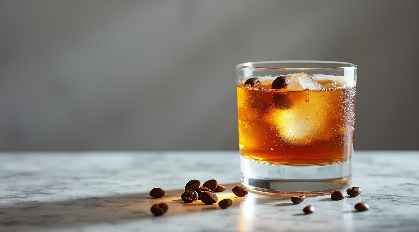 Occasion Cocktail in a Snifter Glass with Coffee Beans Garnish