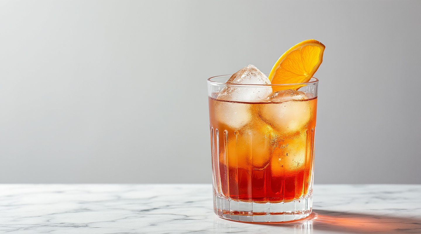 Rye Boulevardier cocktail served in a chilled glass with an orange zest twist.
