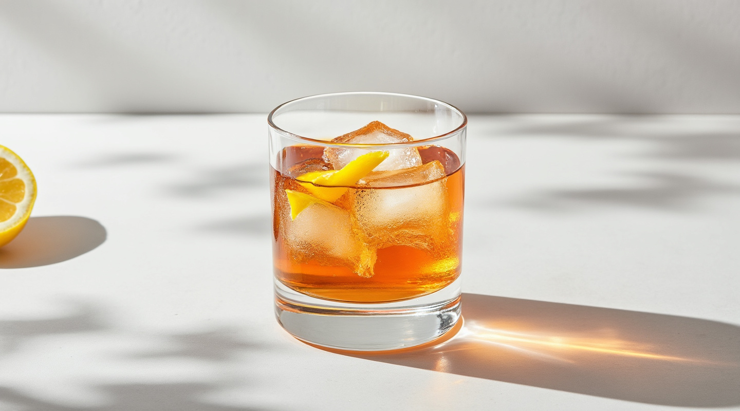 Allegheny cocktail in a coupe glass garnished with lemon zest