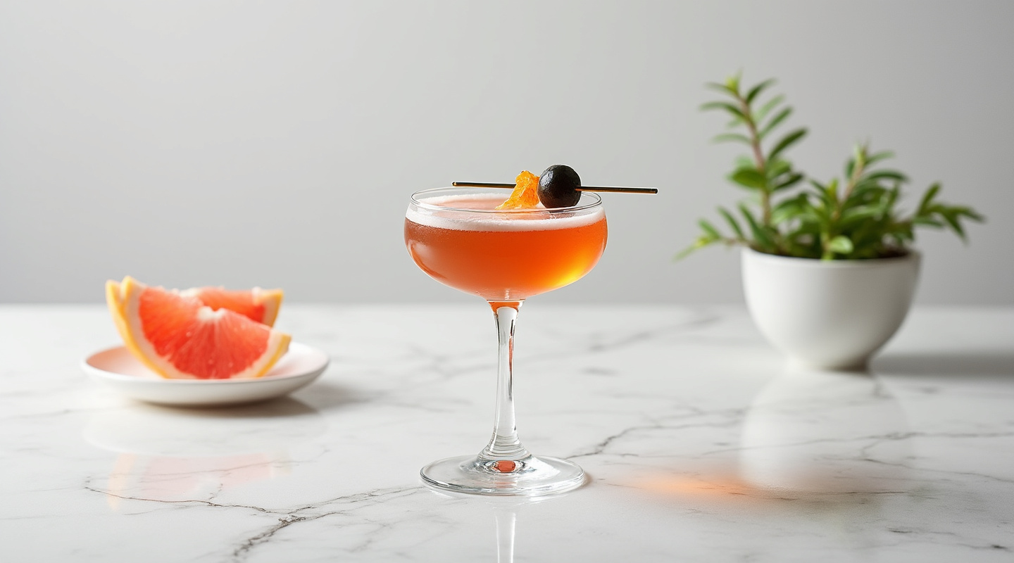 Un-Ford-Gettable cocktail served in a Nick & Nora glass