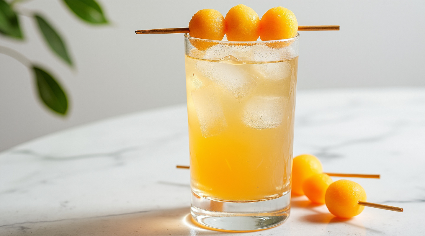 Honey Deuce cocktail with melon ball garnish