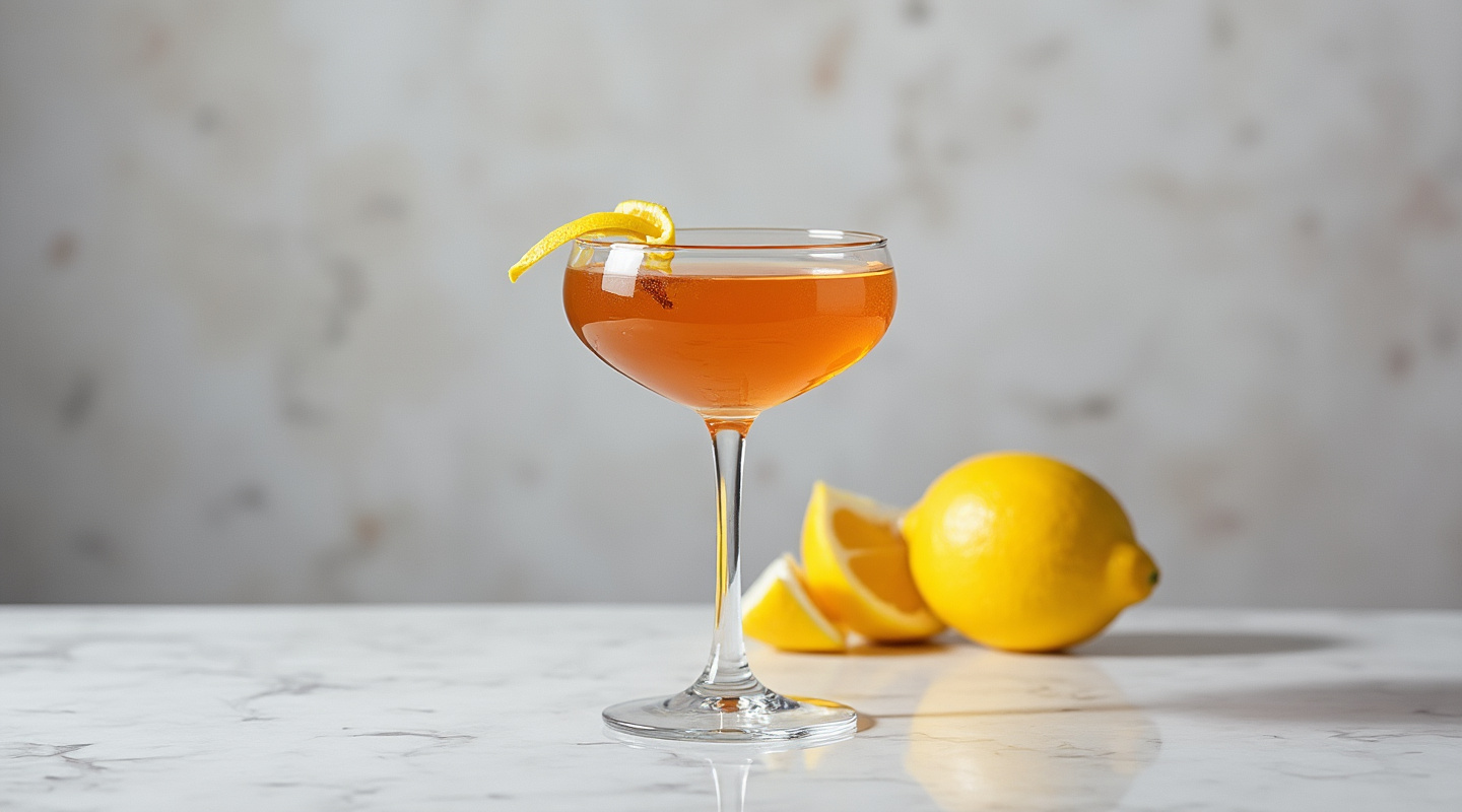 Orchid Thief cocktail served in a coupe glass