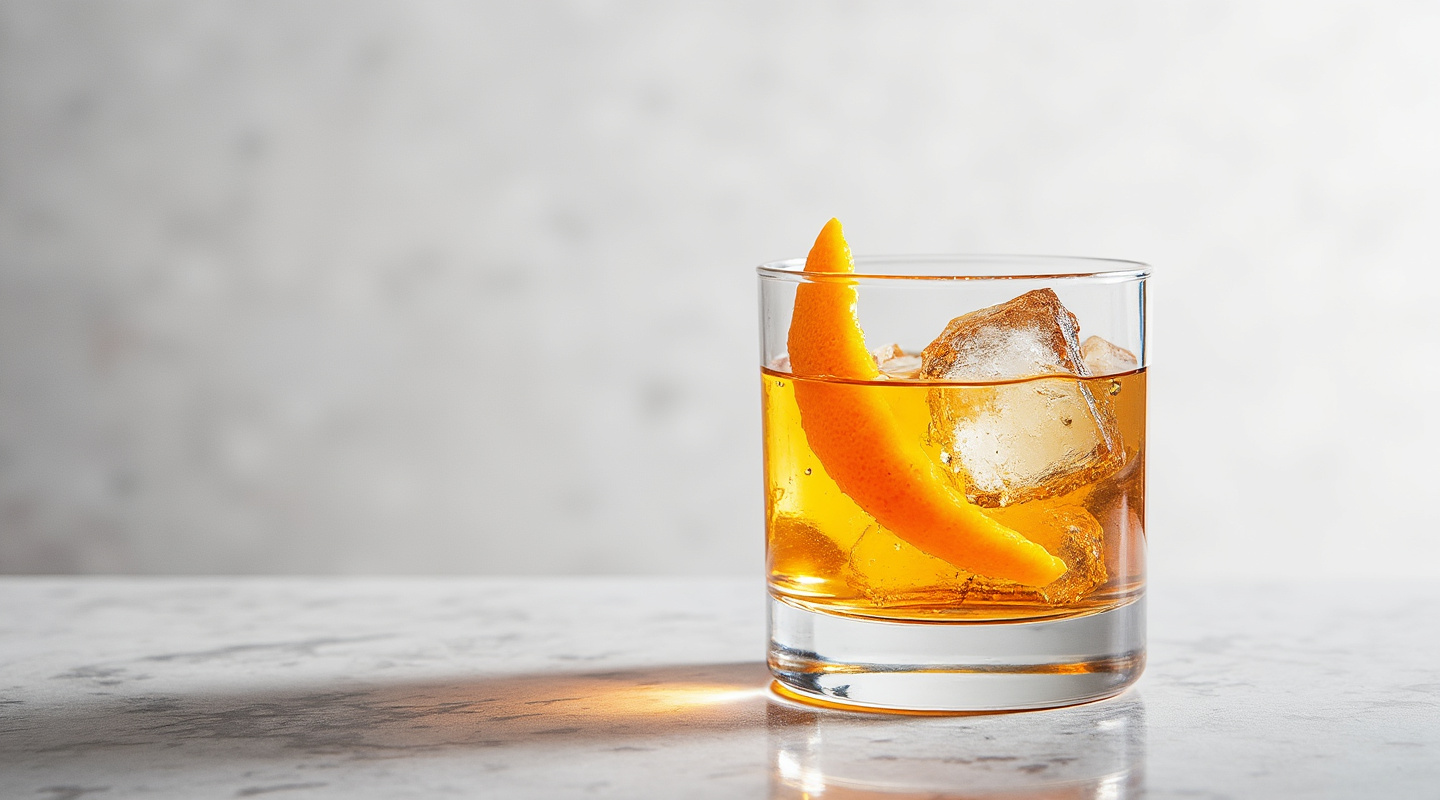 Irish Godfather cocktail served in a glass with orange zest garnishment
