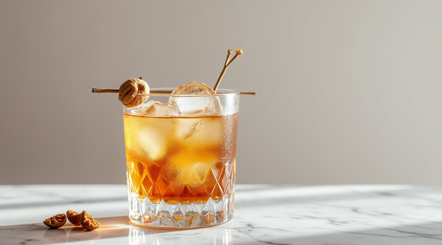 A Nutty Russian cocktail served in a glass