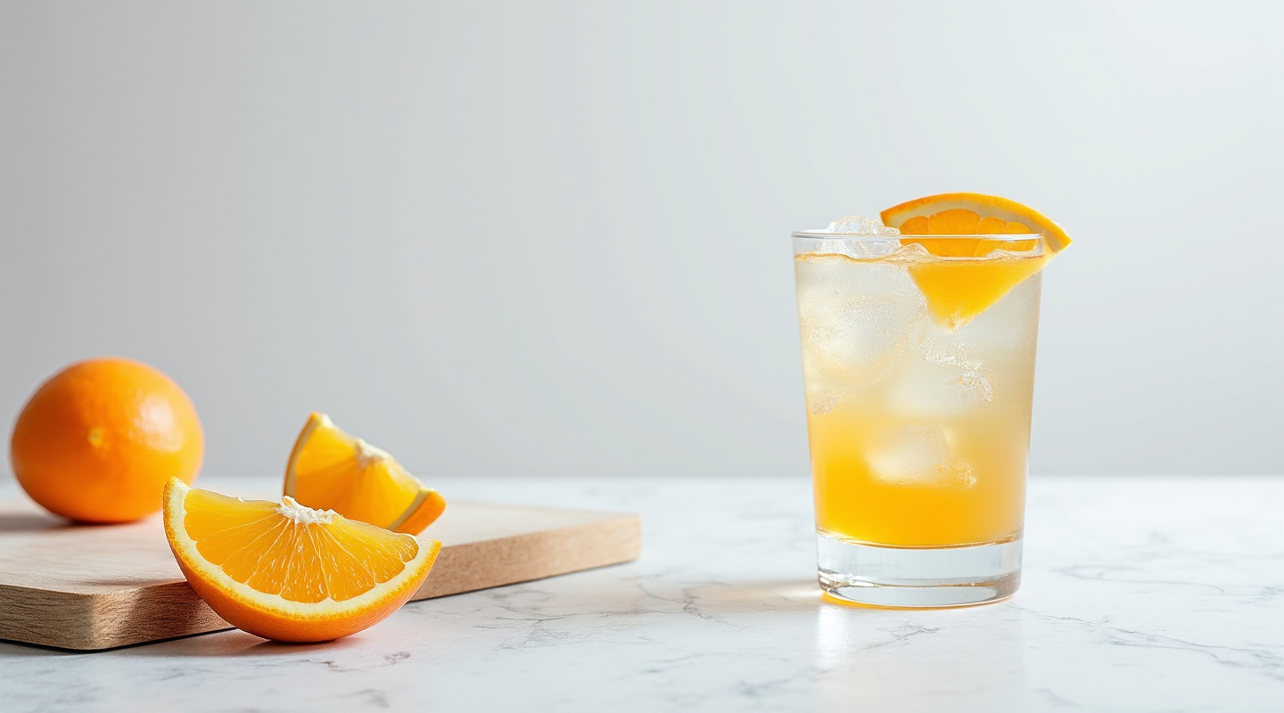 Planteur cocktail in a Collins glass garnished with an orange slice